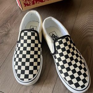 Checkered slip on vans